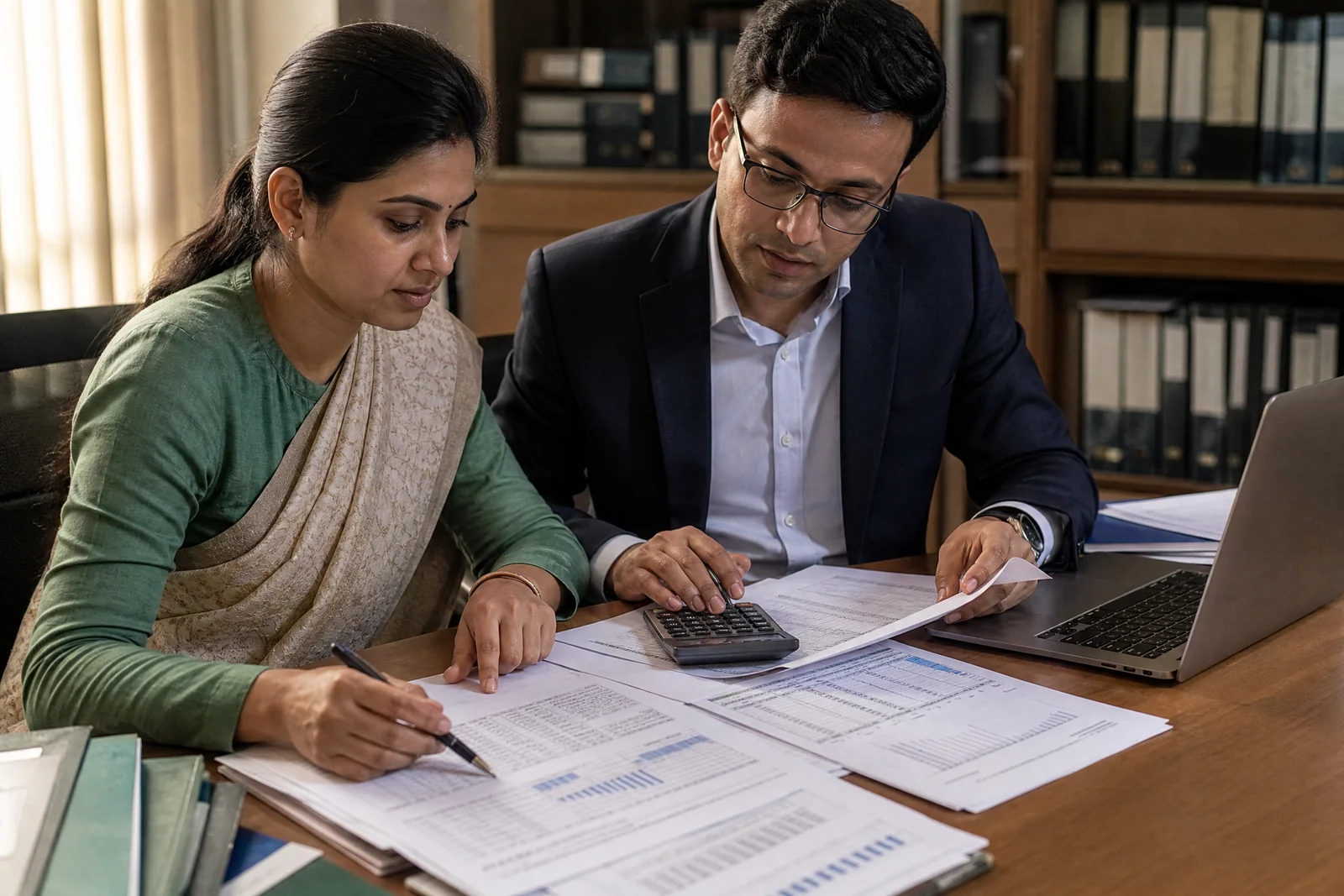 Indian banking professionals reviewing treasury and balance-sheet documents